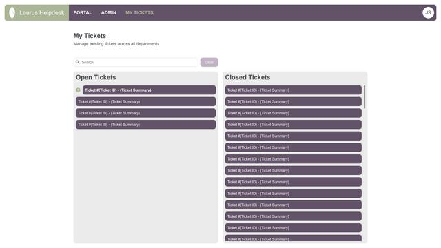 Portal - "My Tickets" listing