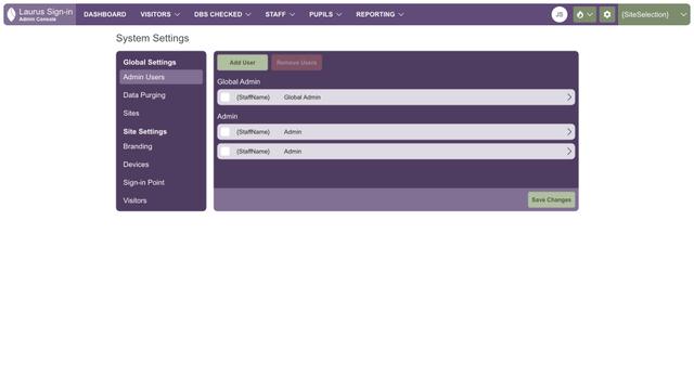 Admin Console settings